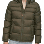 Men's Olive Green Puffer Jacket With Hood