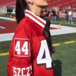 Kristin Juszczyk 49ers Red Puffer Coat