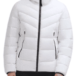 Men’s White Zip-Up Puffer Jacket With Hood