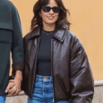 Camila Cabello 2025 Oversized Brown Bomber Jacket