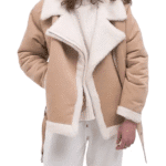 Women's Aviator Sheepskin Jacket in Beige