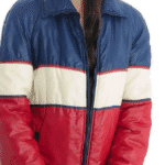 Womens Vintage 70s Tricolor Puffer Jacket