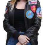 Women's Top Gun Air Force Jet Flight Leather Jacket