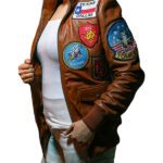 Women's Top Gun Patches Brown Jacket