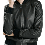 Women’s Black Lambskin Bomber Leather Jacket