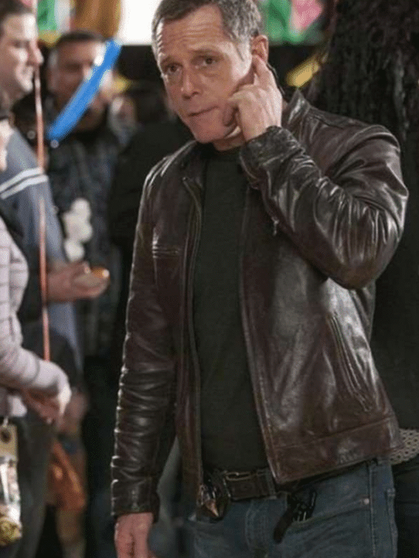 Hank Voight TV Series Chicago PD Jason Beghe Brown Leather Jacket