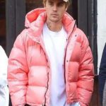 Justin Bieber Pink Puffer Jacket
